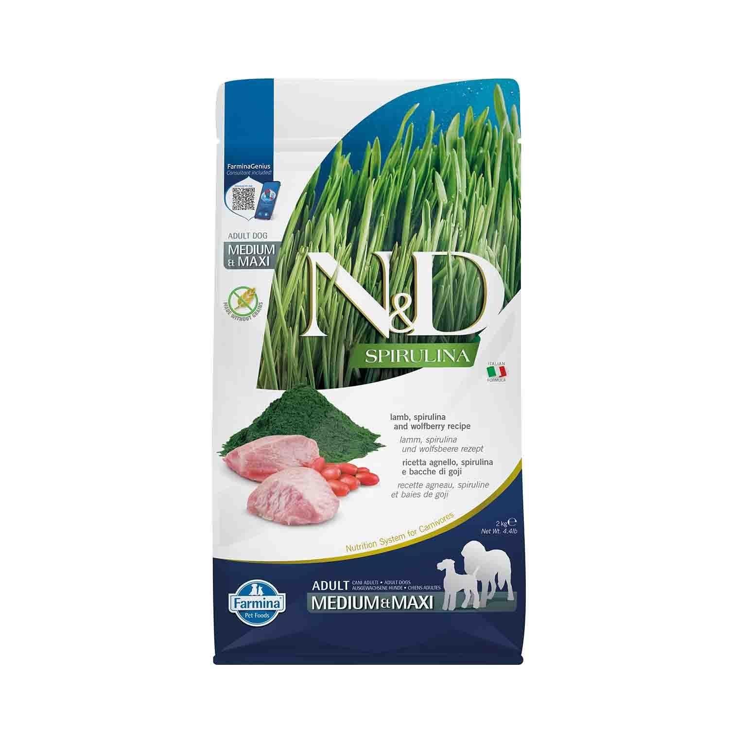ND Spırulına Ve Kuzulu Yetişkin Medium Maxi Köpek Maması 2.5 KG ND Spırulına Ve Kuzulu Yetişkin Medium Maxi Köpek Maması 2.5 KG